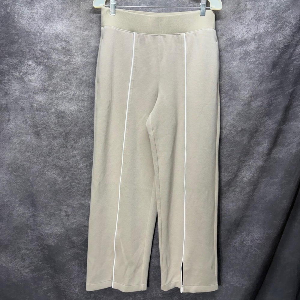 Spanx AirPique Straight Leg Track Pants Size M Tan Athleisure Comfort Lounge